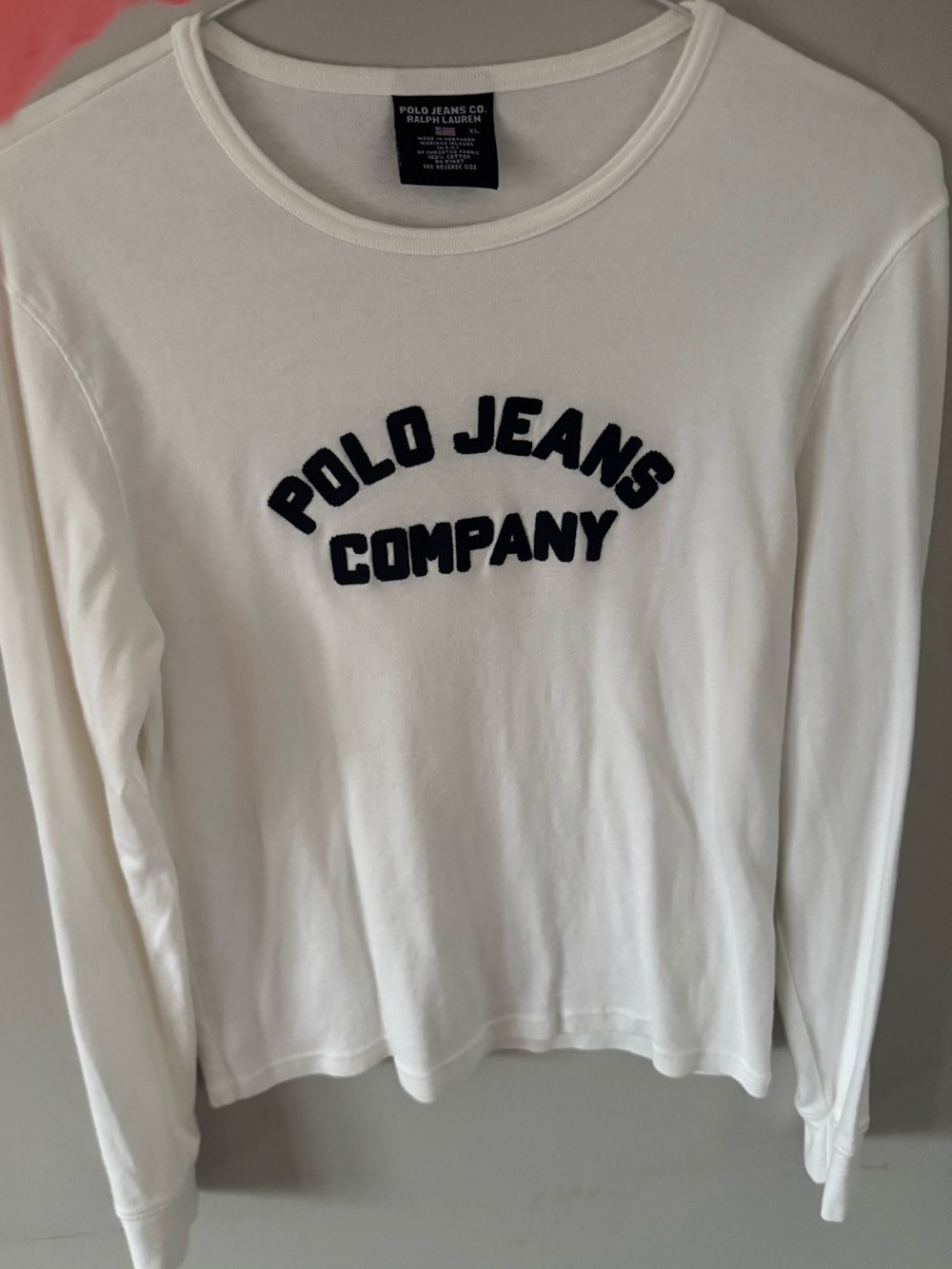 Polo by Ralph Lauren Women’s White Long Sleeve Tee Navy Logo Polo Jeans Company